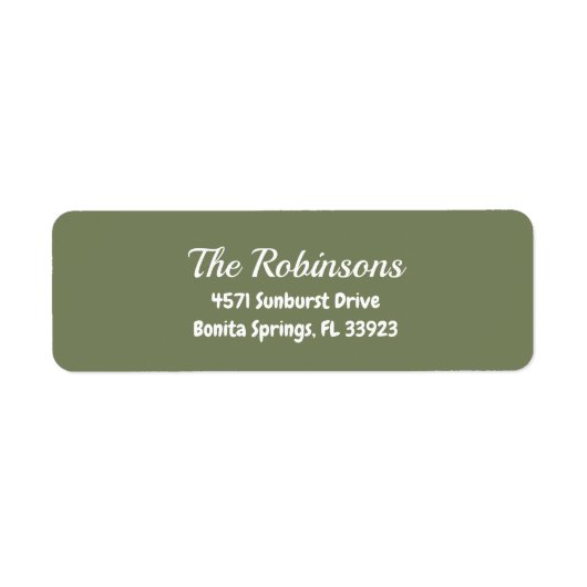 Custom Modern Stylish Sage Green Address Label (Voorkant)