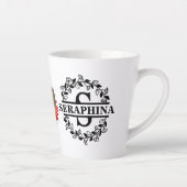 Custom Modern Sunflower Foto Floral S Monogram Latte Mok (Rechts)