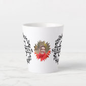 Custom Modern Sunflower Foto Floral S Monogram Latte Mok (Voorkant)