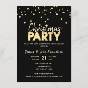 Custom Modern Trendy Goud Zwart KERSTFEEST Kaart