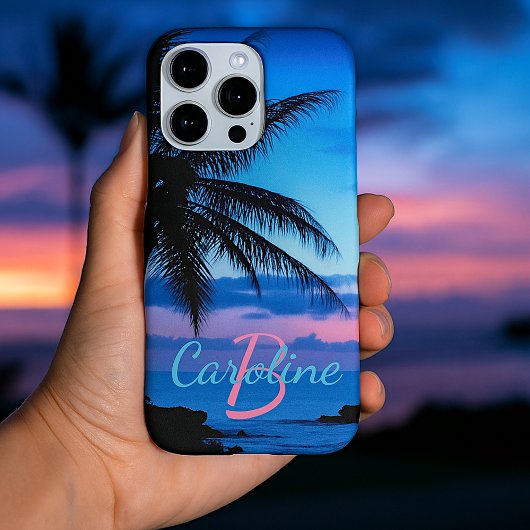 Custom Modern Tropical Island Beach Sunset Foto Case-Mate iPhone Case