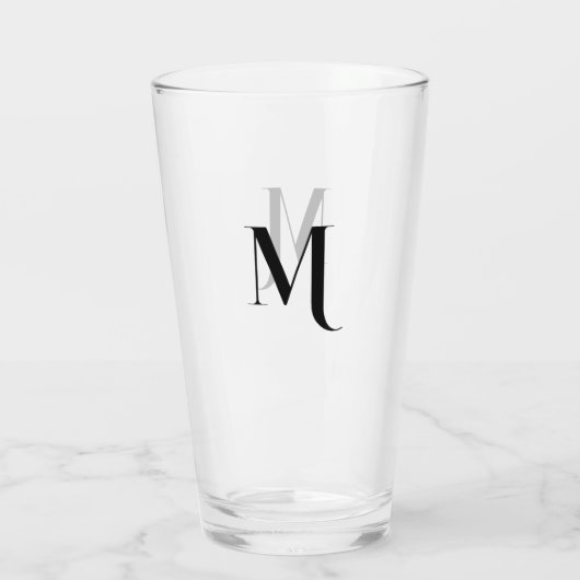 Custom Modern Typography Monogrammed Beer Glass Glas (Achterkant)