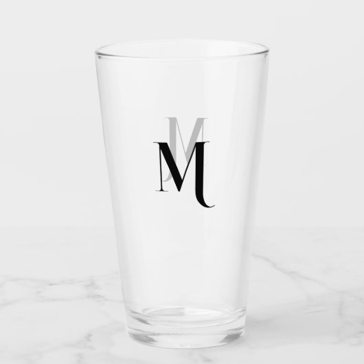 Custom Modern Typography Monogrammed Beer Glass Glas (Voorkant)