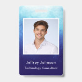 Custom Modern Unique Blue Photo ID Employee Badge (Front)