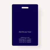 Custom Modern Unique Blue Photo ID Employee Badge (Achterkant)