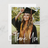 Custom Modern Vertical Photo Afstuderen Dank u Aankondigingskaart (Voorkant / Achterkant)