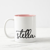 Custom Modern Voeg uw merknaam typografie Tweekleurige Koffiemok (Links)