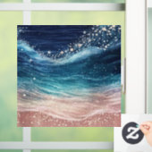 Custom Modern Waterverf Blue Ocean Wave Funny Raamsticker (Huis)