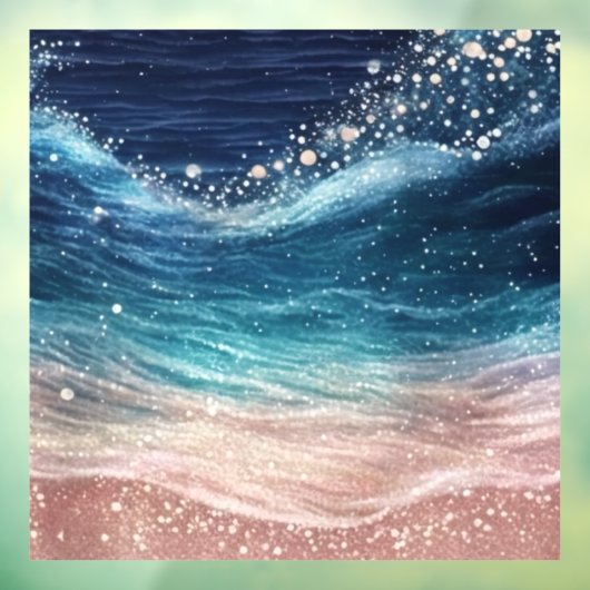 Custom Modern Waterverf Blue Ocean Wave Funny Raamsticker (Vel 3)