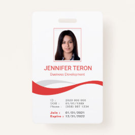 Custom Modern White Employee ID Kaart met barcode Badge