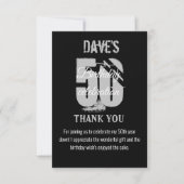 Custom Modern Zwart Any Age 50 Verjaardag Bedankkaart (Voorkant)