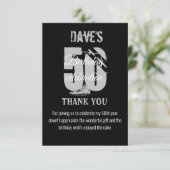 Custom Modern Zwart Any Age 50 Verjaardag Bedankkaart (Staand voorkant)