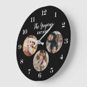 Custom Modern Zwart Fotocollage Opgericht Jaar Grote Klok (Hoek)