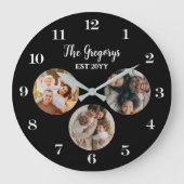 Custom Modern Zwart Fotocollage Opgericht Jaar Grote Klok (Voorkant)
