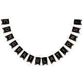 Custom Modern Zwart, Goud Afstuderen Gefeliciteerd Vlaggetjes (Alle)