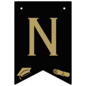 Custom Modern Zwart, Goud Afstuderen Gefeliciteerd Vlaggetjes (Derde vlag)