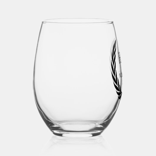 Custom Modern Zwart Kalligrafie Paar Initialen Wijnglas Zonder Voet (Rechts)