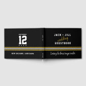 Custom Modern Zwart Wit Goud Bruiloft Gastenboek (Volledig)