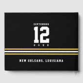 Custom Modern Zwart Wit Goud Bruiloft Gastenboek (Achterkant)