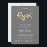 CUSTOM moderne Bar Mitzvah voor RYAN grijs faux go Kaart<br><div class="desc">*** OPMERKING - HET GLANZENDE GOUDEN FOLIE EFFECT IS EEN BEDRUKT AFBEELDING *** - - - - - - - - - - - - - - - - - - - - - - - - - - - - - - NEEM CONTACT MET MIJ OP voor aangepaste "faux...</div>