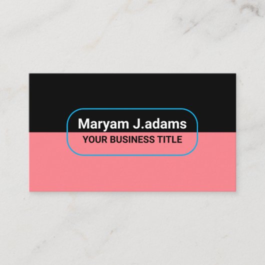 Custom Moderne Bedrijfsnaam - Zwart & Blush Roze Visitekaartje (Voorkant)