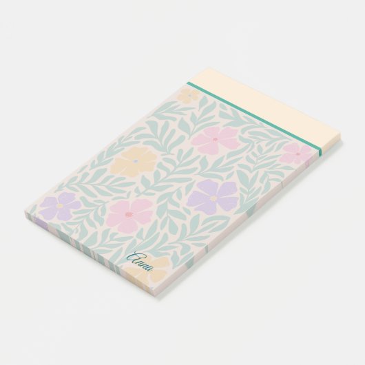 Custom Moderne bloementuin Roze Groen Post-it® Notes (Schuin)