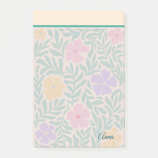 Custom Moderne bloementuin Roze Groen Post-it® Notes (Voorkant)