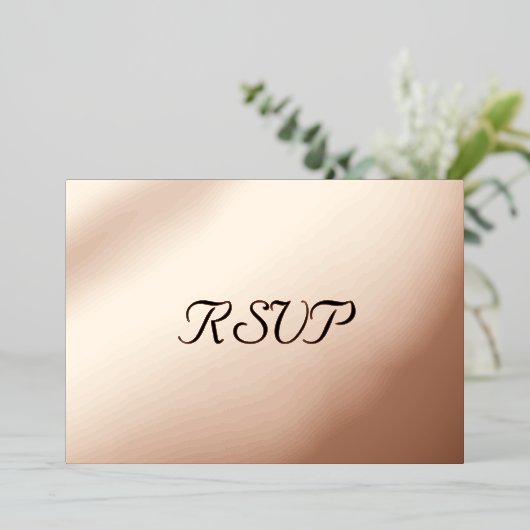 Custom Moderne Elegant Party Event RSVP Roos Gold Folie Uitnodiging (Staand Voorkant)