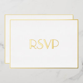 Custom Moderne Elegant Party RSVP White Faux Gold Folie Uitnodiging