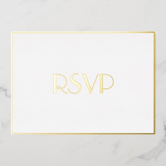 Custom Moderne Elegant Party RSVP White Faux Gold Folie Uitnodiging (Voorkant)