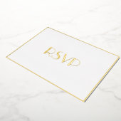 Custom Moderne Elegant Party RSVP White Faux Gold Folie Uitnodiging (Gedraaid)
