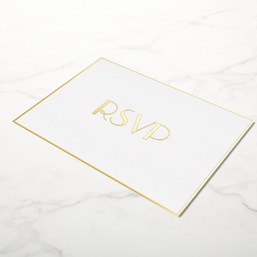 Custom Moderne Elegant Party RSVP White Faux Gold Folie Uitnodiging (Gedraaid)