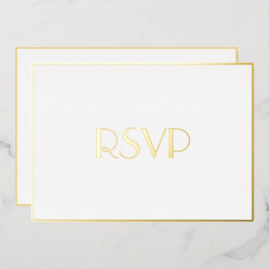 Custom Moderne Elegant Party RSVP White Faux Gold Folie Uitnodiging (Voorkant / Achterkant)