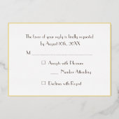 Custom Moderne Elegant Party RSVP White Faux Gold Folie Uitnodiging (Achterkant)