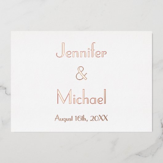 Custom Moderne Elegant Wedding RSVP Roos Gold Folie Uitnodiging (Voorkant)