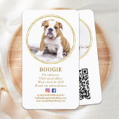 Custom Moderne Photo Gold Dog Social Media QR Code Visitekaartje