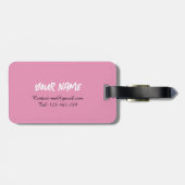 Custom Modieuze Zwart Roze Modern Meisje Graphic Bagagelabel (Achterkant horizontaal)