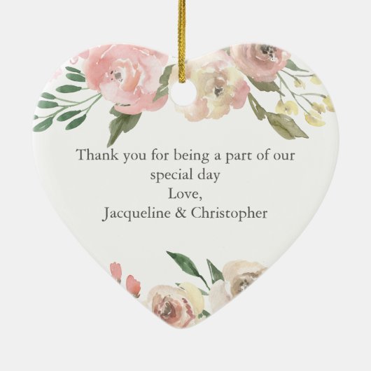 Custom Moeder van de Bruidegom Roze Bloemen Kerstm Keramisch Ornament (Achterkant)