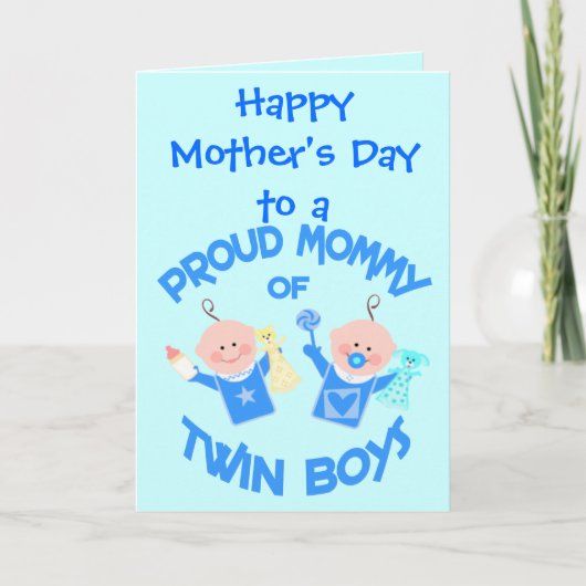Custom Moederdag Mom van Twin Boys Kaart (Voorkant)