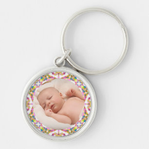 Custom Moederdag Zomer Roze Groen Cadeau Foto Sleutelhanger