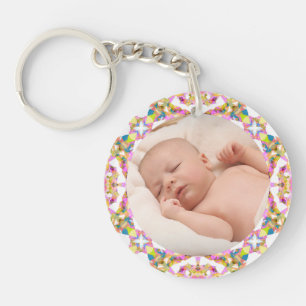Custom Moederdag Zomer Roze Groen Cadeau Foto Sleutelhanger