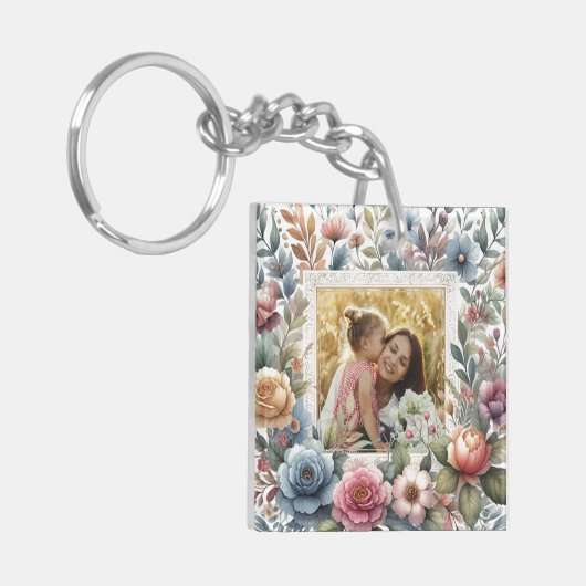 Custom Mom Daughter Beste Vrienden Quote Bloemenku Sleutelhanger (Voorkant Links)