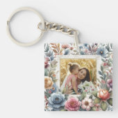 Custom Mom Daughter Beste Vrienden Quote Bloemenku Sleutelhanger (Voorkant)