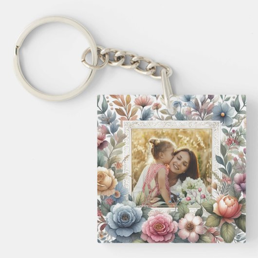Custom Mom Daughter Beste Vrienden Quote Bloemenku Sleutelhanger (Voorkant)