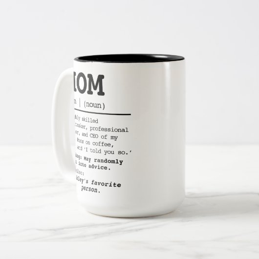 Custom Mom Definition Mok, verjaardagscadeau voor Tweekleurige Koffiemok (Voorkant links)