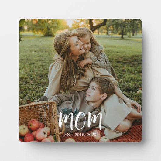 Custom Mom Established Est. Modern Script Photo Fotoplaat (Voorkant)