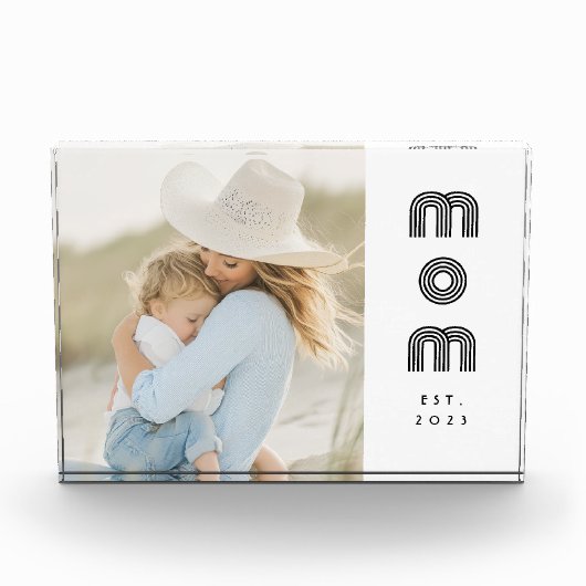 Custom Mom Established Modern Retro Script Photo Fotoblokken (Voorkant)