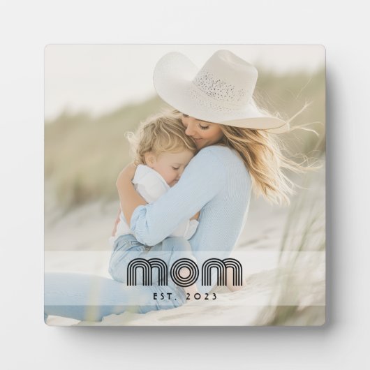 Custom Mom Established Modern Retro Script Photo Fotoplaat (Voorkant)