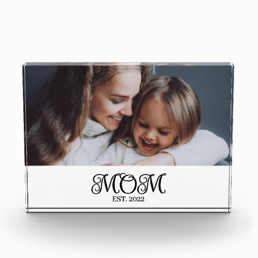 Custom Mom Established Modern Script Photo Block Fotoblokken (Voorkant)