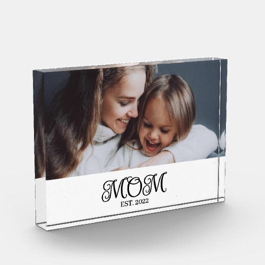 Custom Mom Established Modern Script Photo Block Fotoblokken (Links)